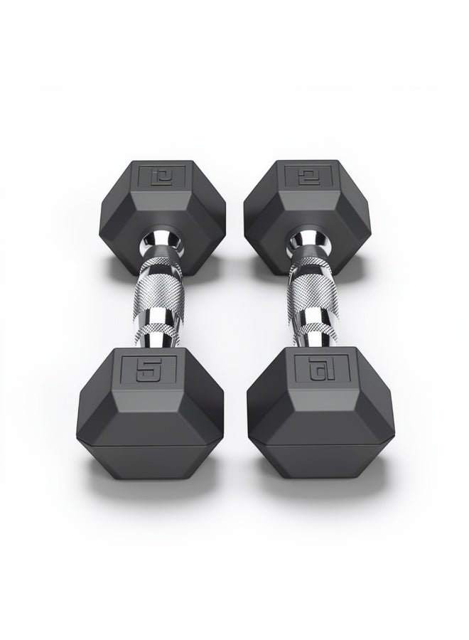 TA Sport DB6101 5 lb Rubber Hexagonal Dumbbell with Logo - Image 2